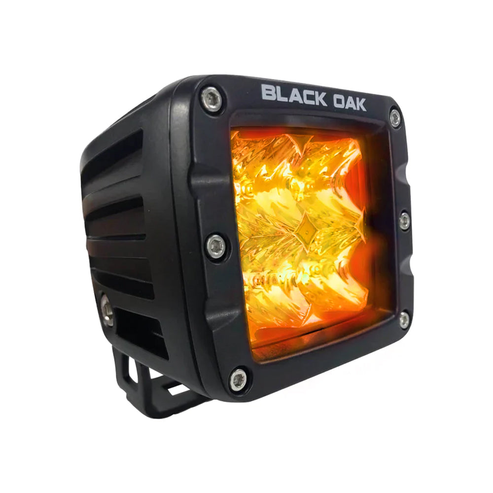 Black Oak Pro Series 2in Amber Flood Pod - Black | SendIt Sailing