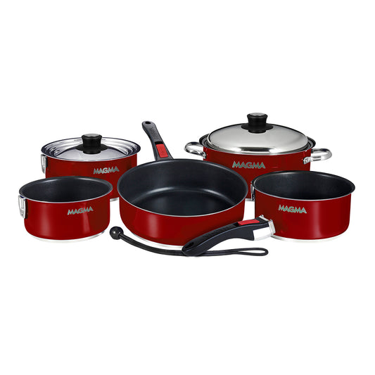 Magma Nestable 10 Piece Induction Non-Stick Enamel Finish Cookware Set - Magma Red | SendIt Sailing