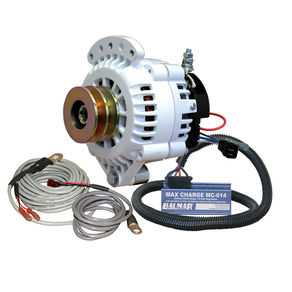 Balmar Alternator 100 AMP Kit 12V 1-2in Single Foot Spindle Mount Dual Vee Pulley Regulator Temp Sensor | SendIt Sailing