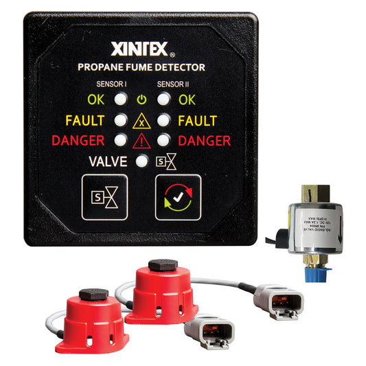 Fireboy-Xintex Propane Fume Detector, 2 Channel, 2 Sensors, Solenoid Valve and Control and 20&ft Cable - 24V DC | SendIt Sailing