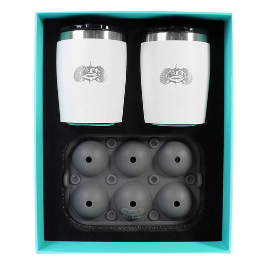 Toadfish Non-Tipping 10oz White Rocks Tumblers with Ice Ball Tray - 2 Tumblers | SendIt Sailing