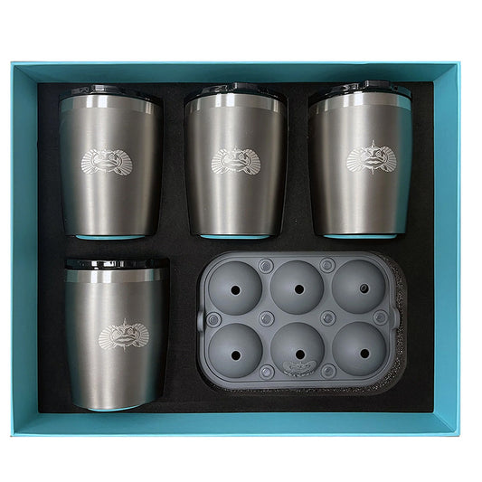 Toadfish Non-Tipping 10oz Graphite Rocks Tumblers with Ice Ball Tray - 4 Tumblers | SendIt Sailing