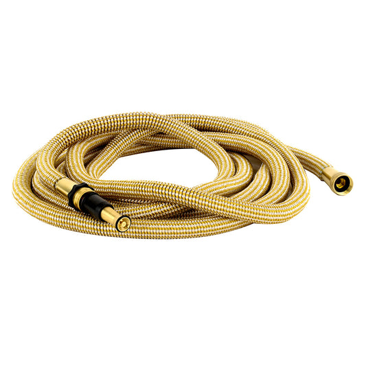 HoseCoil 50ft Expandable PRO with Brass Twist Nozzle & Nylon Mesh Bag - Gold/White | SendIt Sailing