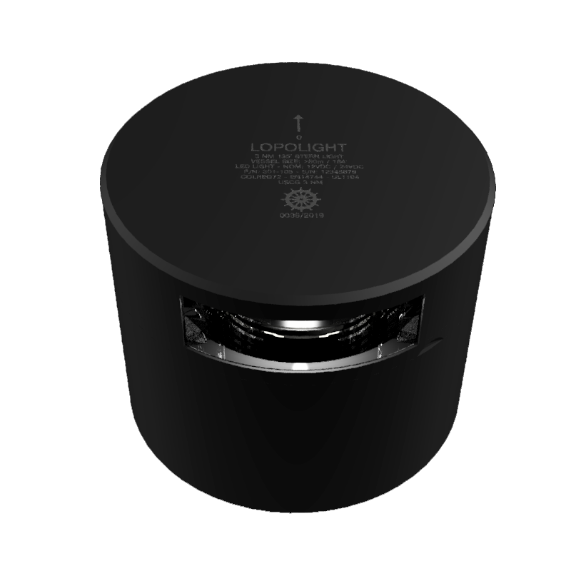 Lopolight 200Cd 135 Degree White Wake Light Horizontal Mount Black | SendIt Sailing