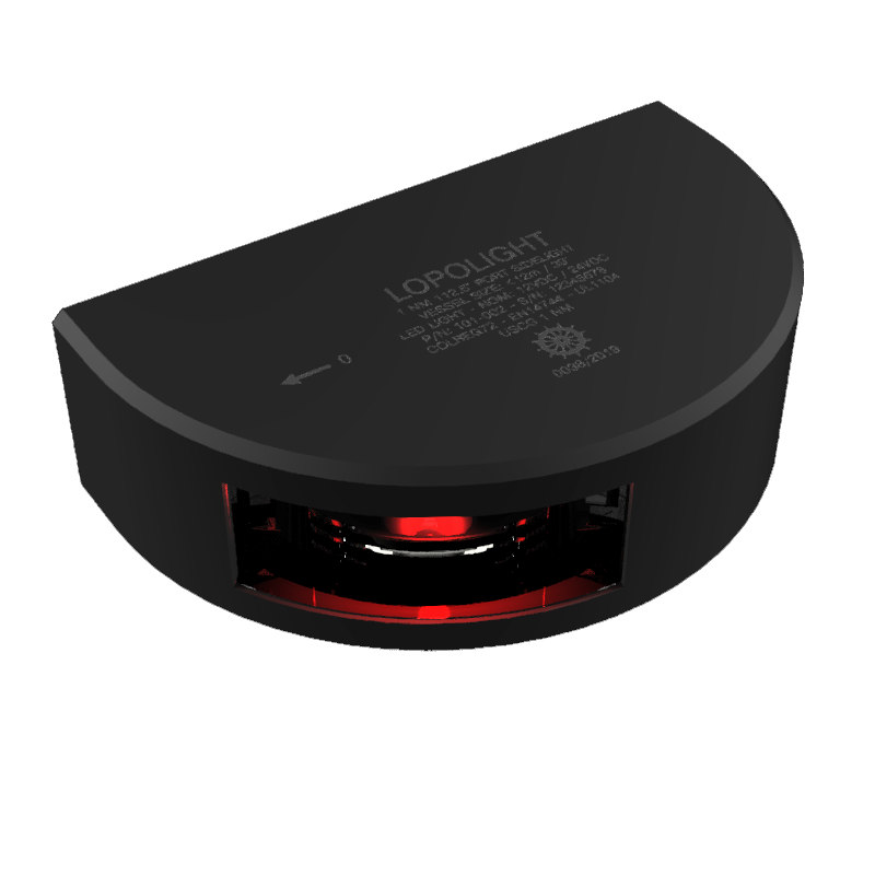 Lopolight 1nm Port Side Light Vertical Mount Red Black SUB | SendIt Sailing