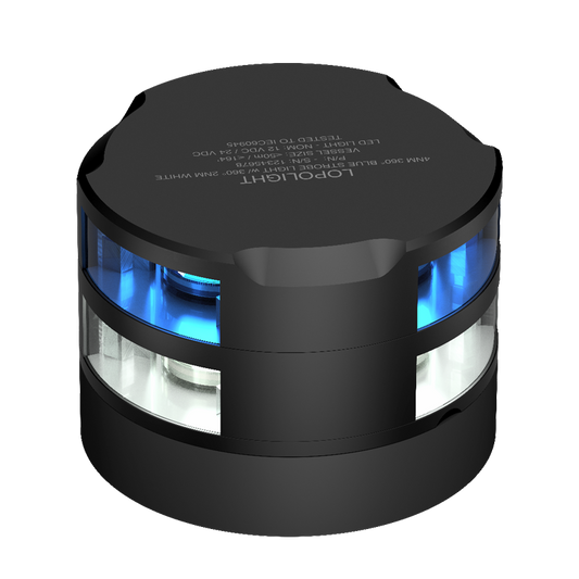 Lopolight 4nm 360 Degree Blue Strobe with 2nm 360 Degree White Black | SendIt Sailing