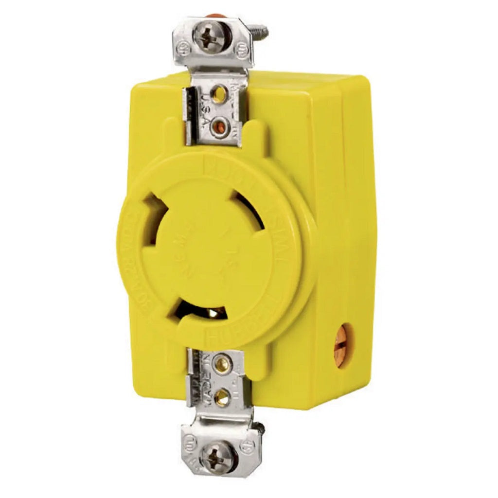 Hubbell HBL328DCR 30A 28V DC Locking Receptacle Yellow | SendIt Sailing