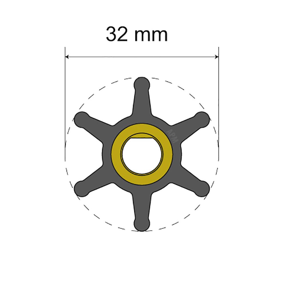 Albin Group Premium Impeller Kit - 32 x 8 x 12mm - 6 Blade - Single Flat Insert | SendIt Sailing