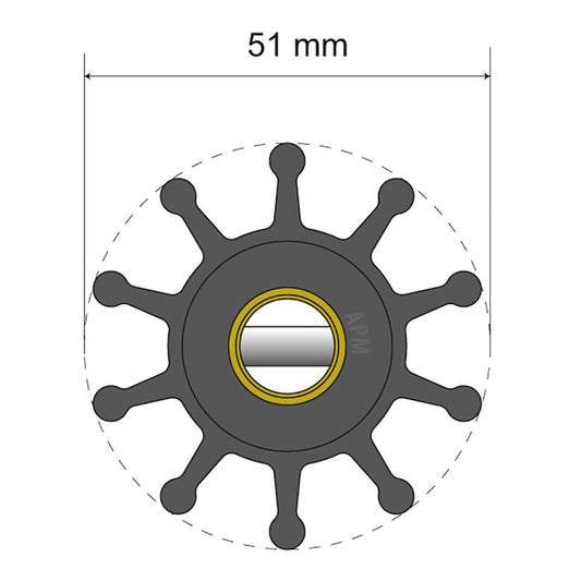 Albin Group Premium Impeller Kit - 51 x 12 x 22mm - 10 Blade - Pin Insert | SendIt Sailing