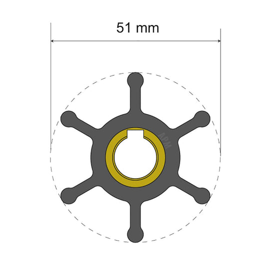 Albin Group Premium Impeller Kit - 51 x 12.7 x 22mm - 6 Blade - Key Insert | SendIt Sailing