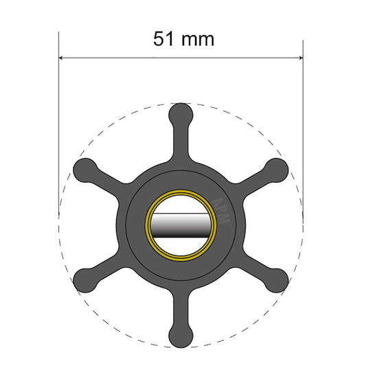 Albin Group Premium Impeller Kit - 51 x 22 x 12.7mm - 6 Blade - Pin Insert | SendIt Sailing