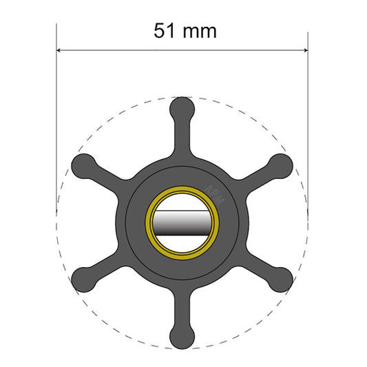 Albin Group Premium Impeller Kit - 51 x 22 x 12mm - 6 Blade - Pin Insert | SendIt Sailing