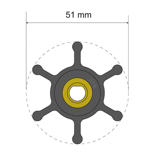 Albin Group Premium Impeller Kit - 51 x 8 x 22mm - 6 Blade - Single Flat Insert | SendIt Sailing