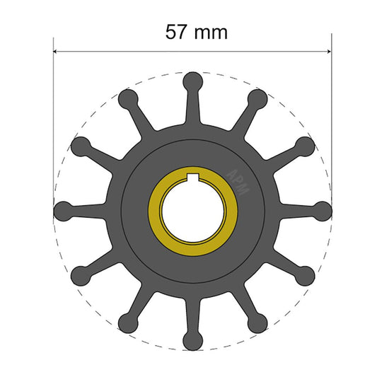 Albin Group Premium Impeller Kit 57 x 12.7 x 20mm - 12 Blade - Key Insert | SendIt Sailing