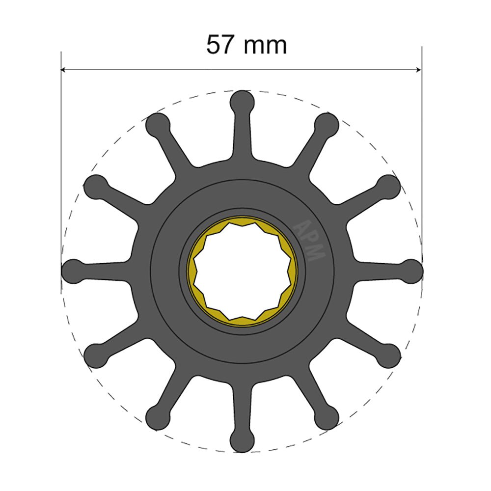 Albin Group Premium Impeller Kit 57 x 16 x 48.2mm - 12 Blade - Spline Insert | SendIt Sailing