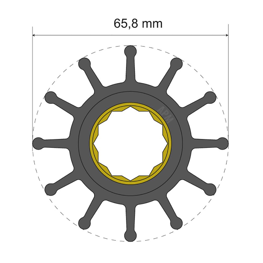 Albin Group Premium Impeller Kit 65.8 x 25 x 80mm - 12 Blade - Spline Insert | SendIt Sailing