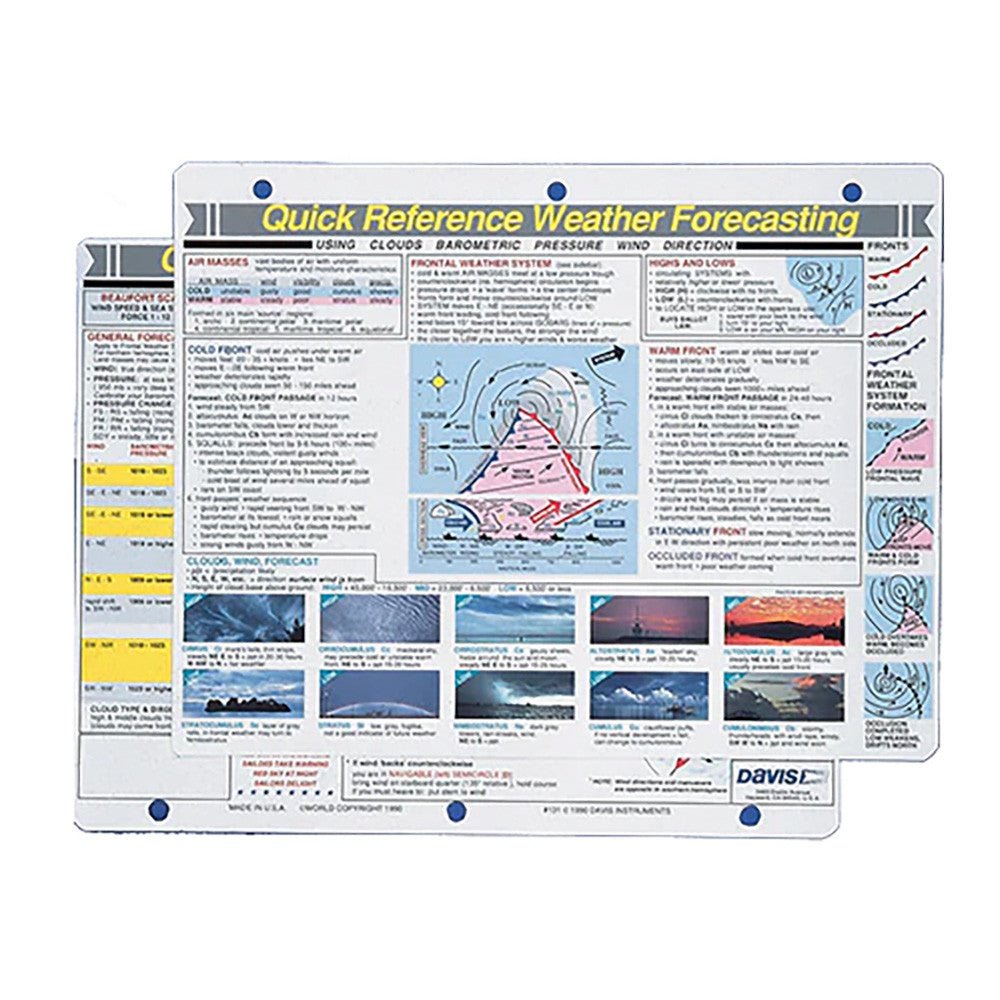Davis Quick Reference Weather Forecasting Card - SendIt Sailing