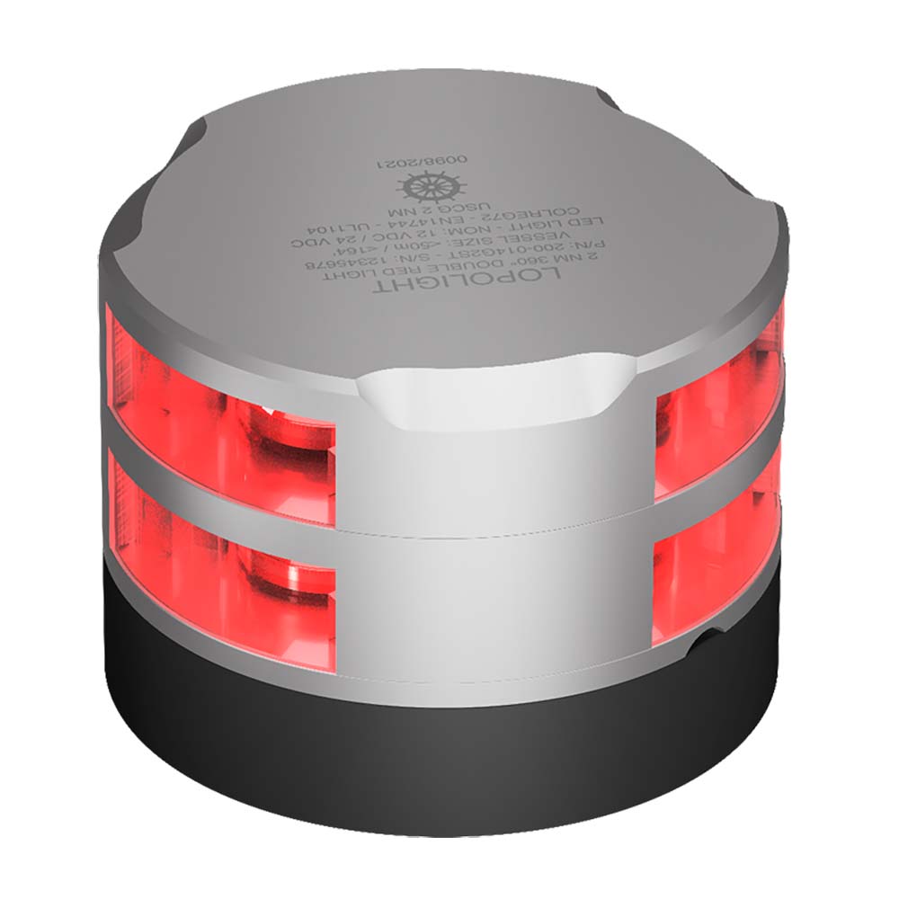 Lopolight 2nm Double Stacked Navigation Light Horizontal Mount Red Silver | SendIt Sailing