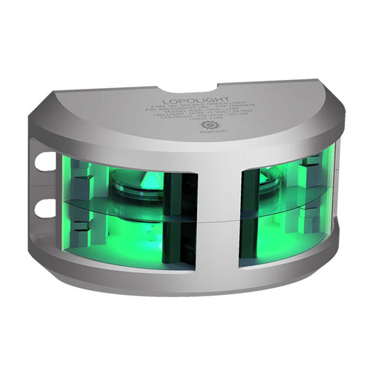 Lopolight 2nm Double Stacked Navigation Light Vertical Mount Green Silver | SendIt Sailing