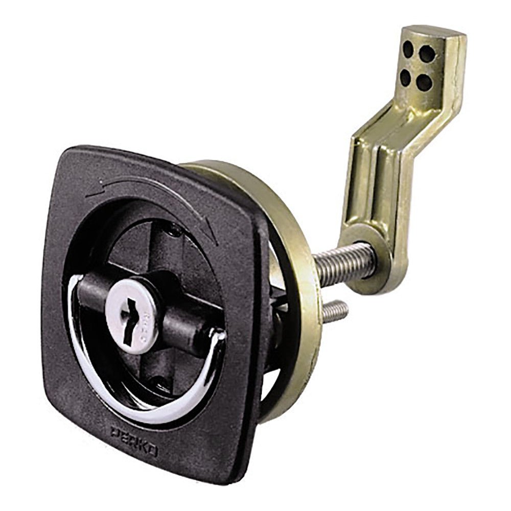 Perko Black Flush Lock - 2.5in x 2.5in with Offset Cam Bar & Flexible Strike | SendIt Sailing