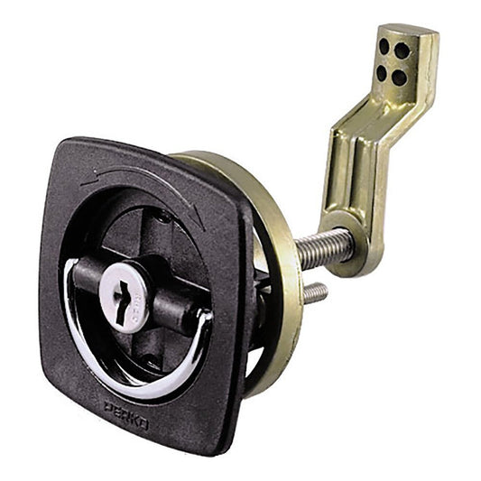 Perko Black Flush Lock - 2.5in x 2.5in with Offset Cam Bar & Flexible Strike | SendIt Sailing