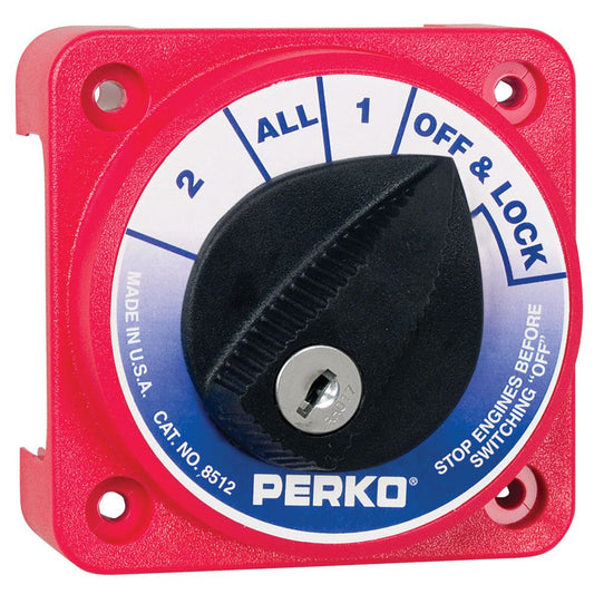 Perko Compact Medium Duty Battery Selector Switch with Key Lock | SendIt Sailing