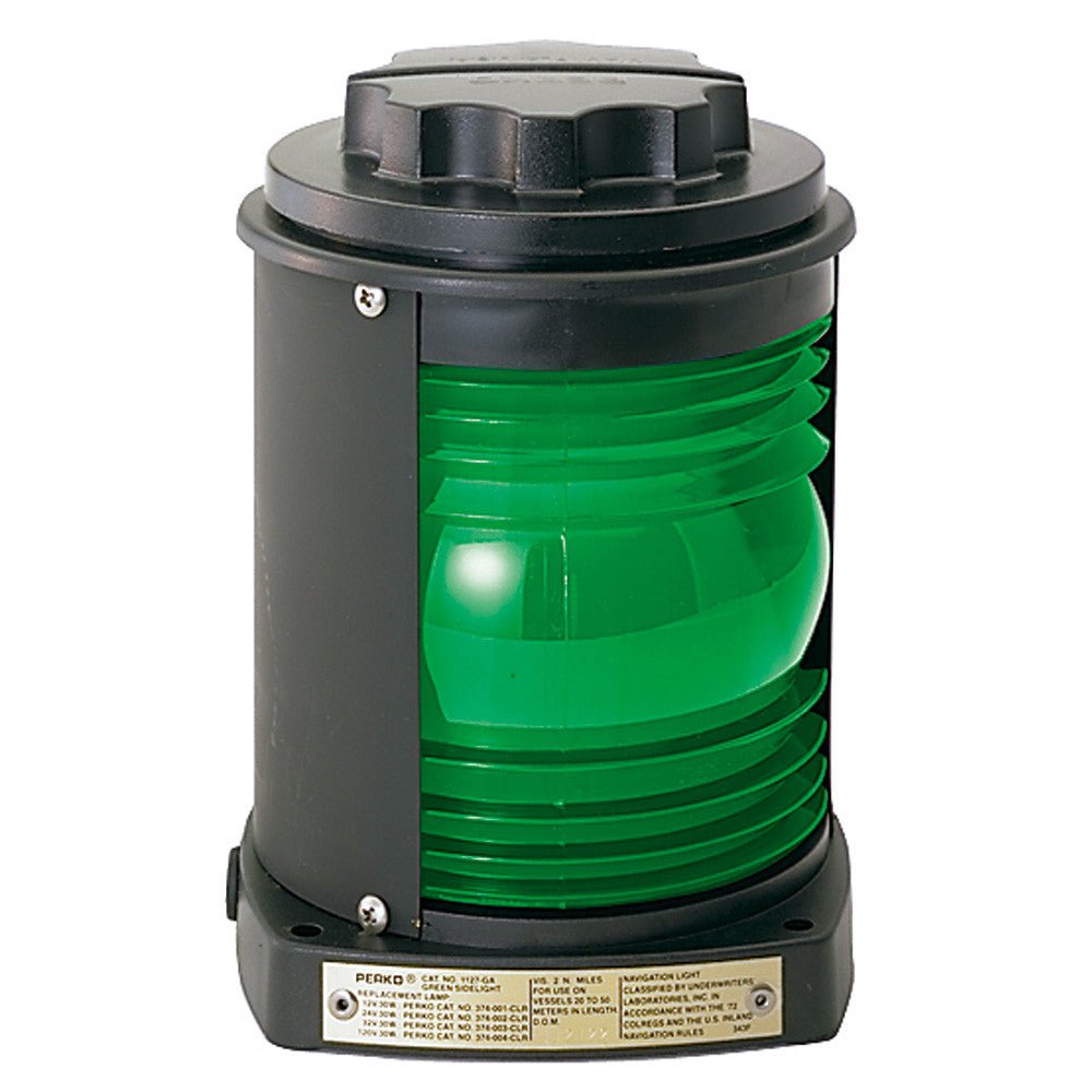 Perko Side Light - Black Plastic, Green Lens | SendIt Sailing