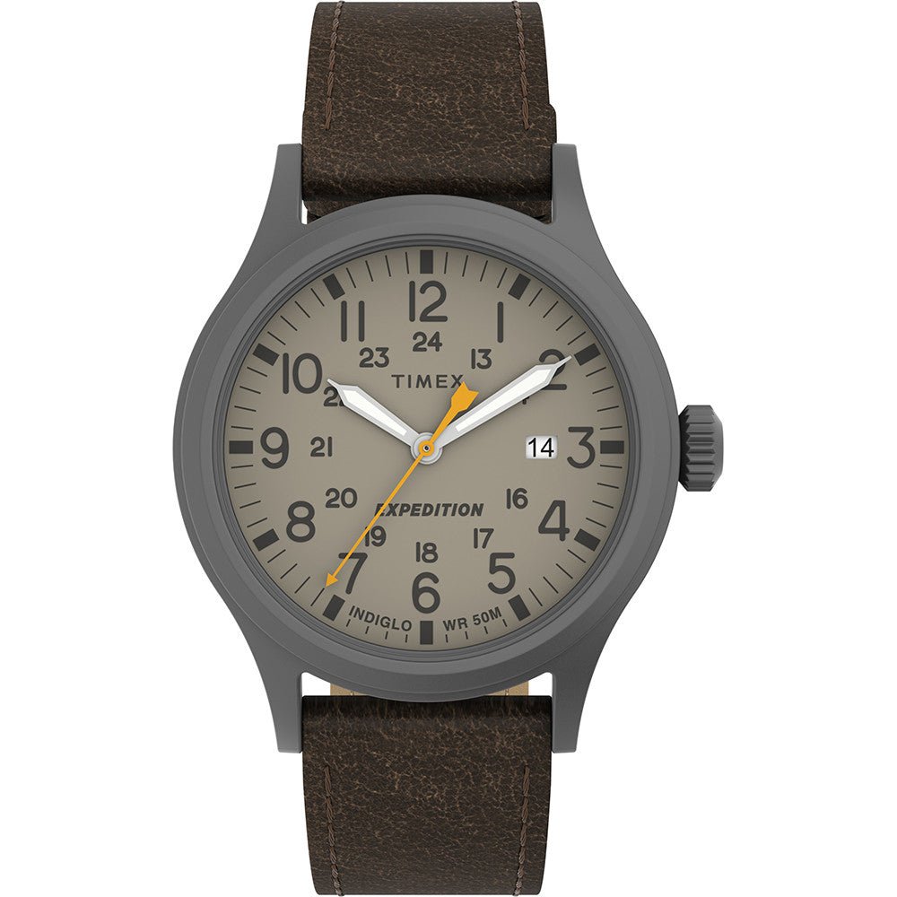 Timex Expedition Scout - Khaki Dial - Brown Leather Strap | SendIt Sailing