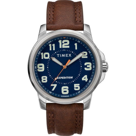 Timex Mens Expedition Metal Field Watch - Blue Dial/Brown Strap | SendIt Sailing